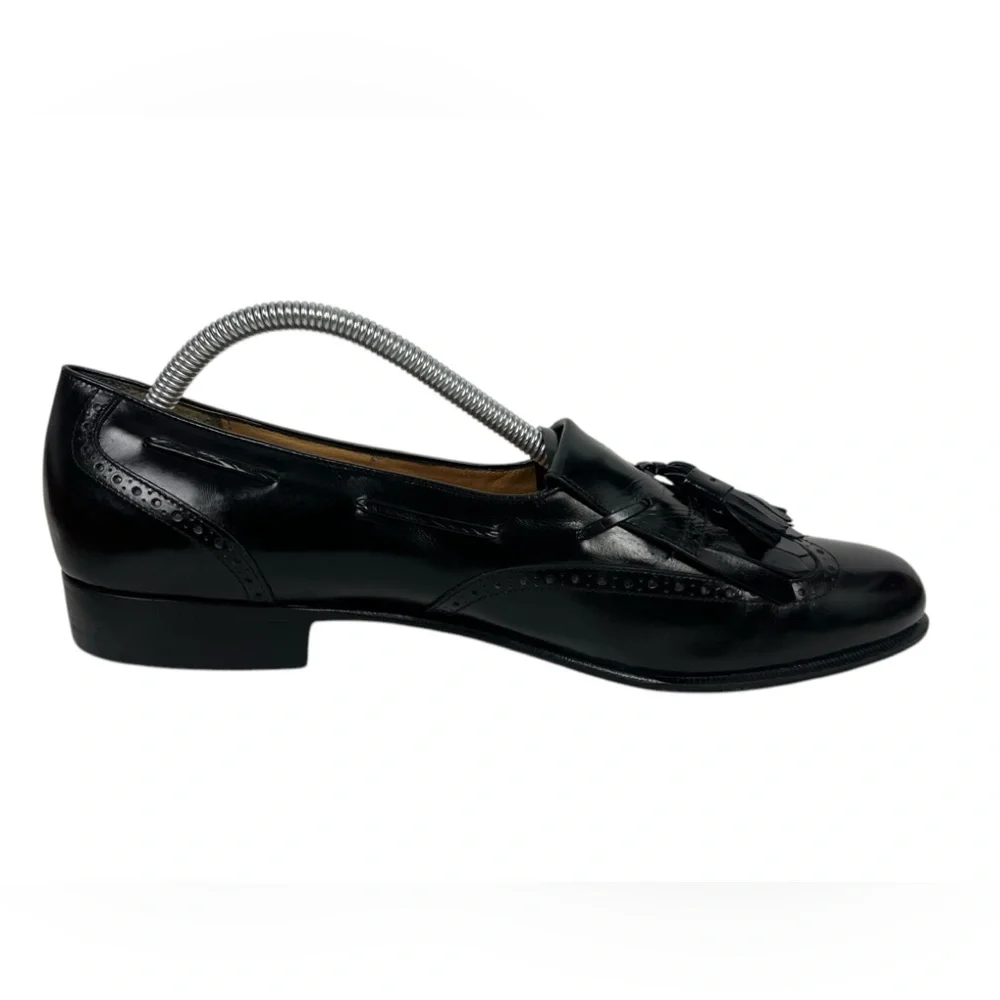 Salvatore Ferragamo Mens 10.5 C Made in Italy Lucas Kiltie Tassel Loafer Black